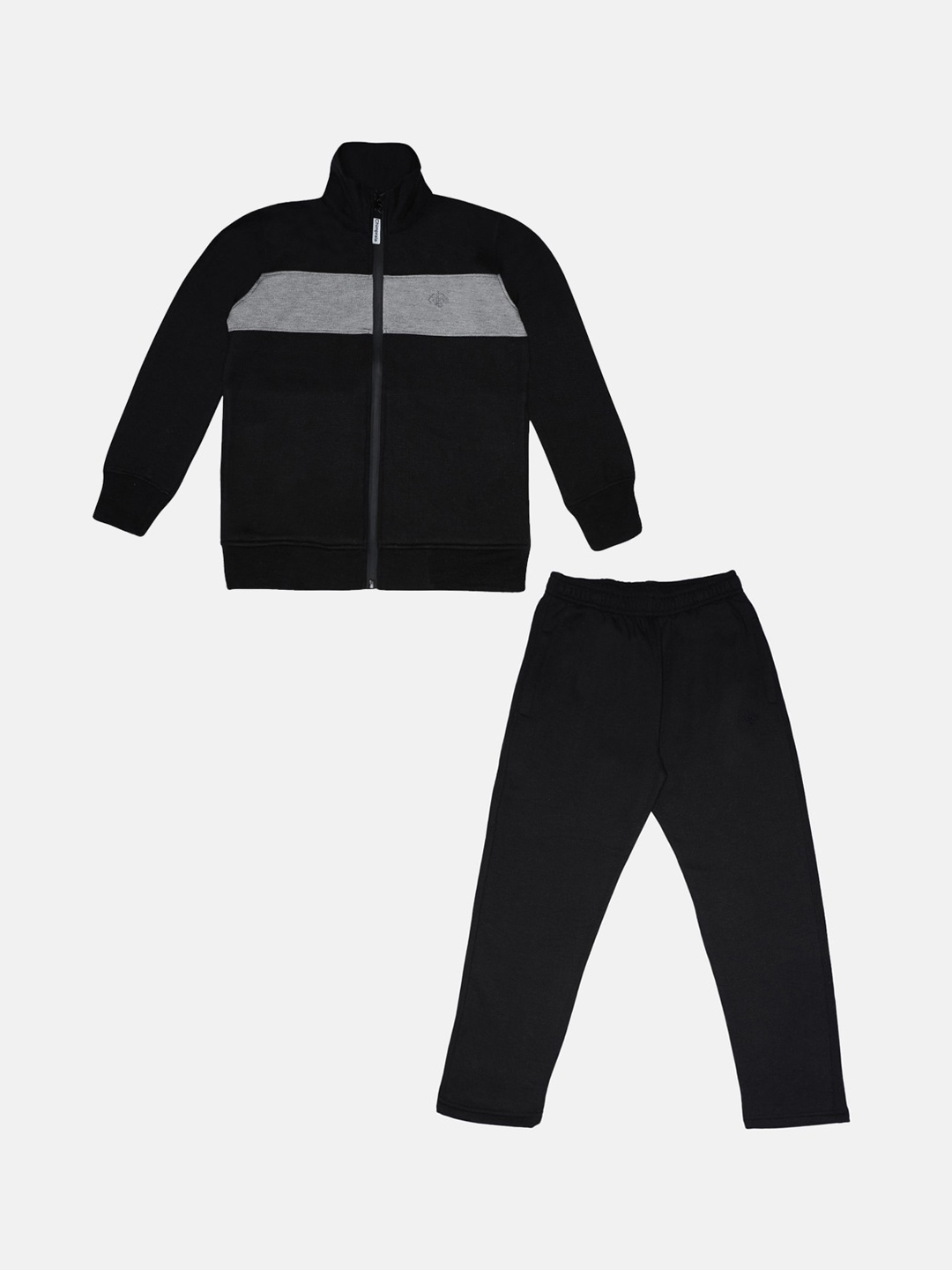 

CHIMPRALA Girls Black Solid Comfort-Fit Cotton Tracksuit