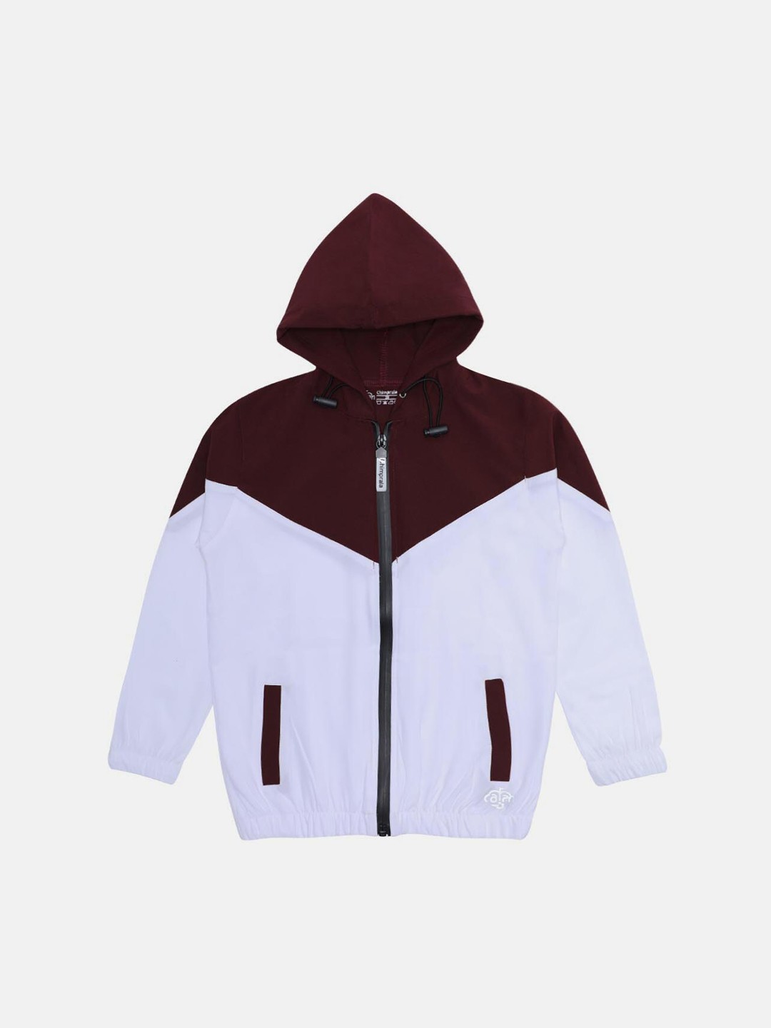

CHIMPRALA Girls Maroon Colourblocked Fleece Antimicrobial Crop Tailored Jacket
