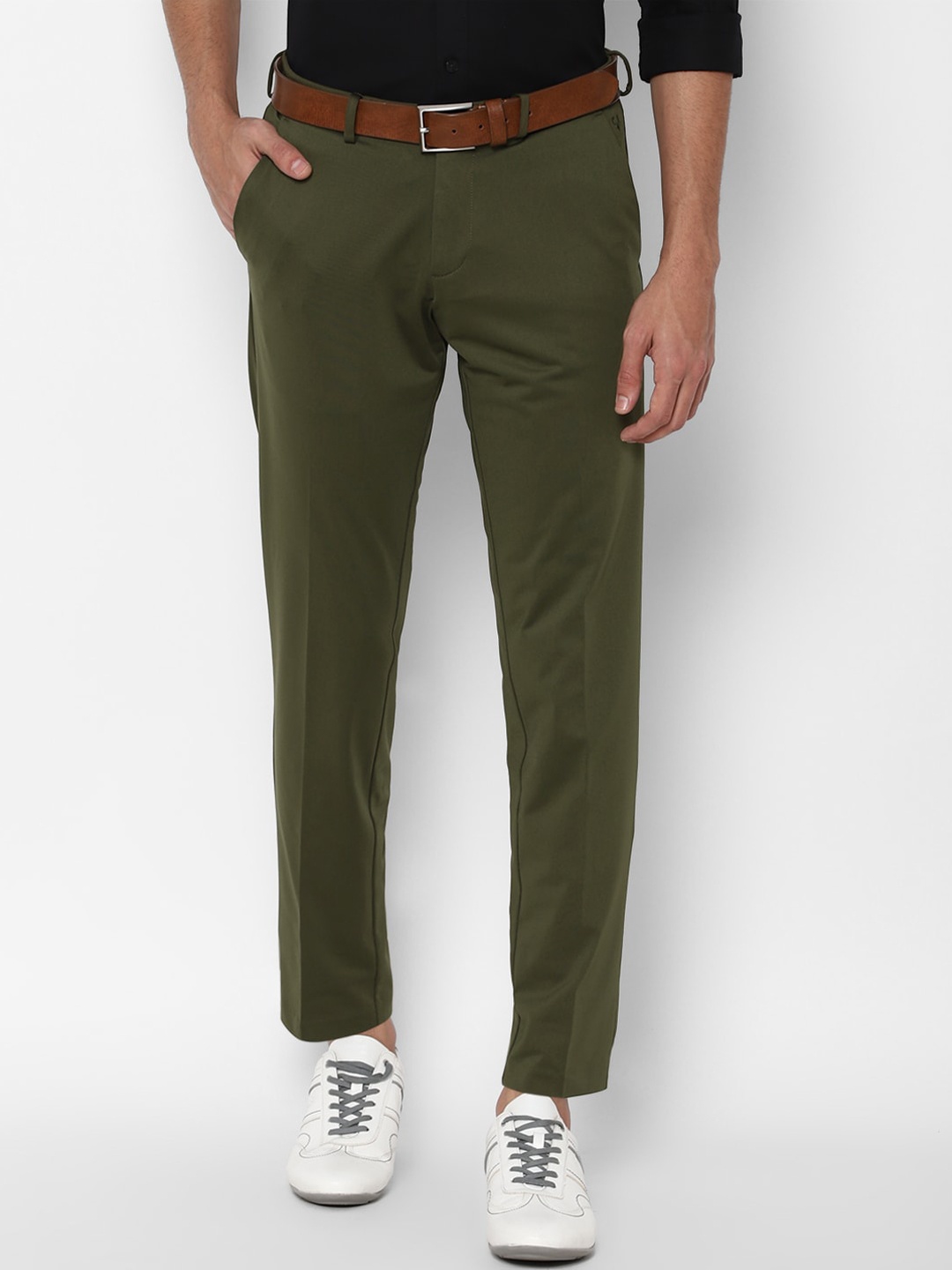 

Allen Solly Men Olive Green Slim Fit Trousers