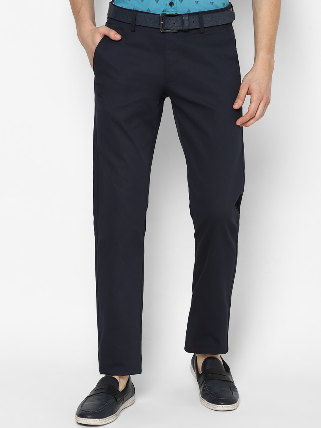 

Allen Solly Men Navy Blue Slim Fit Trousers