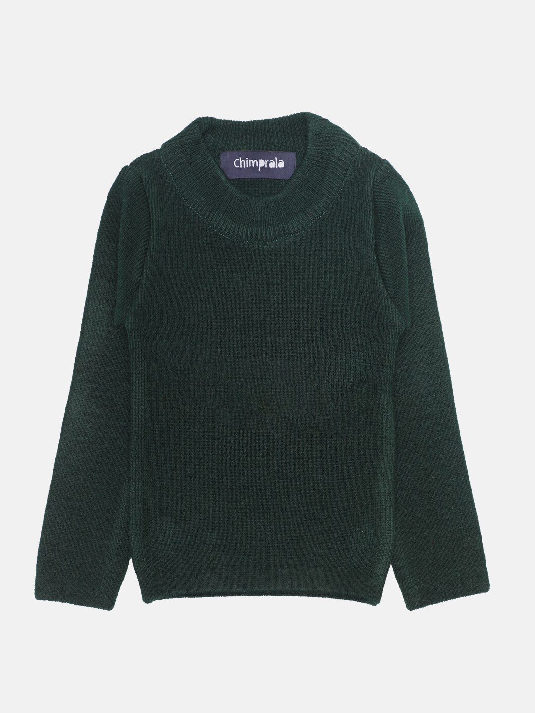 

CHIMPRALA Girls Woolen Green Solid Pullover