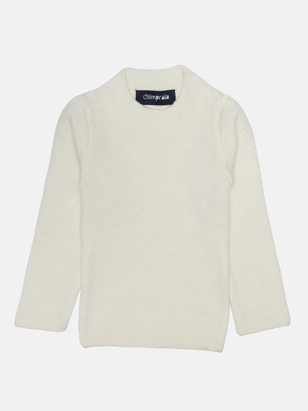 

CHIMPRALA Girls Pure Woolen Cream-Coloured Pullover
