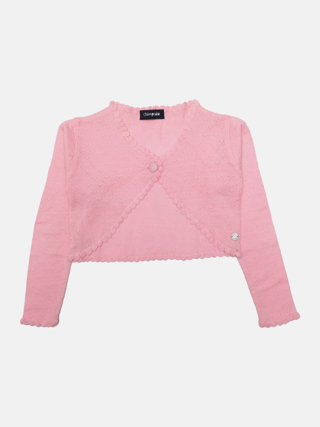 

CHIMPRALA Girls Pink Acrylic Crop Shrug