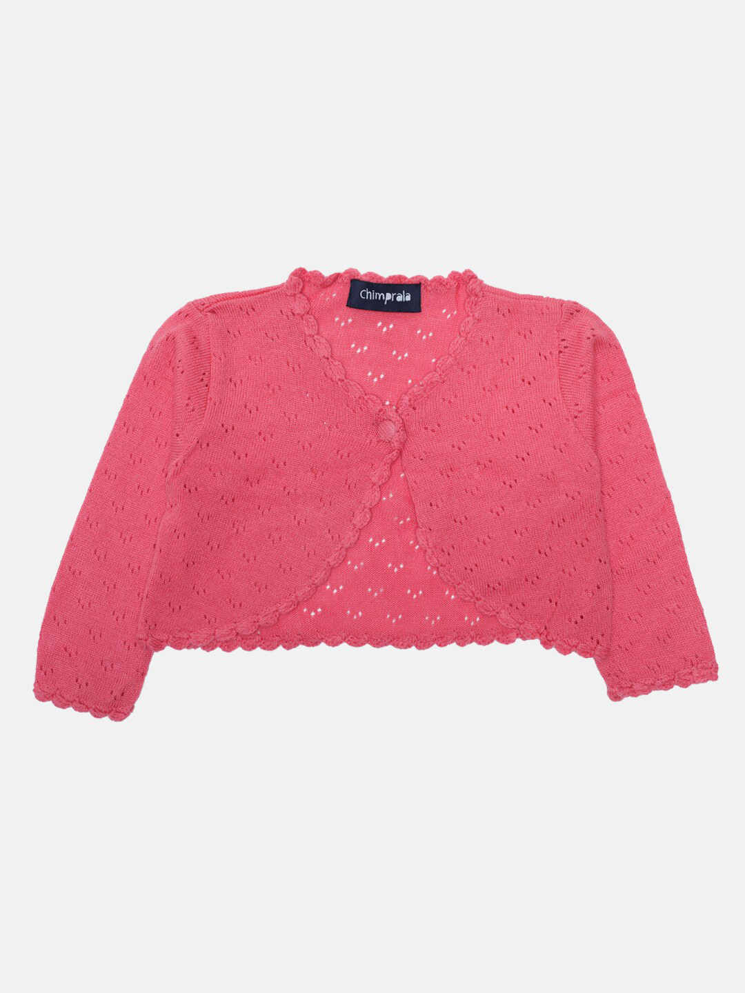 

CHIMPRALA Girls Pink Self Design Acrylic Crop Shrug