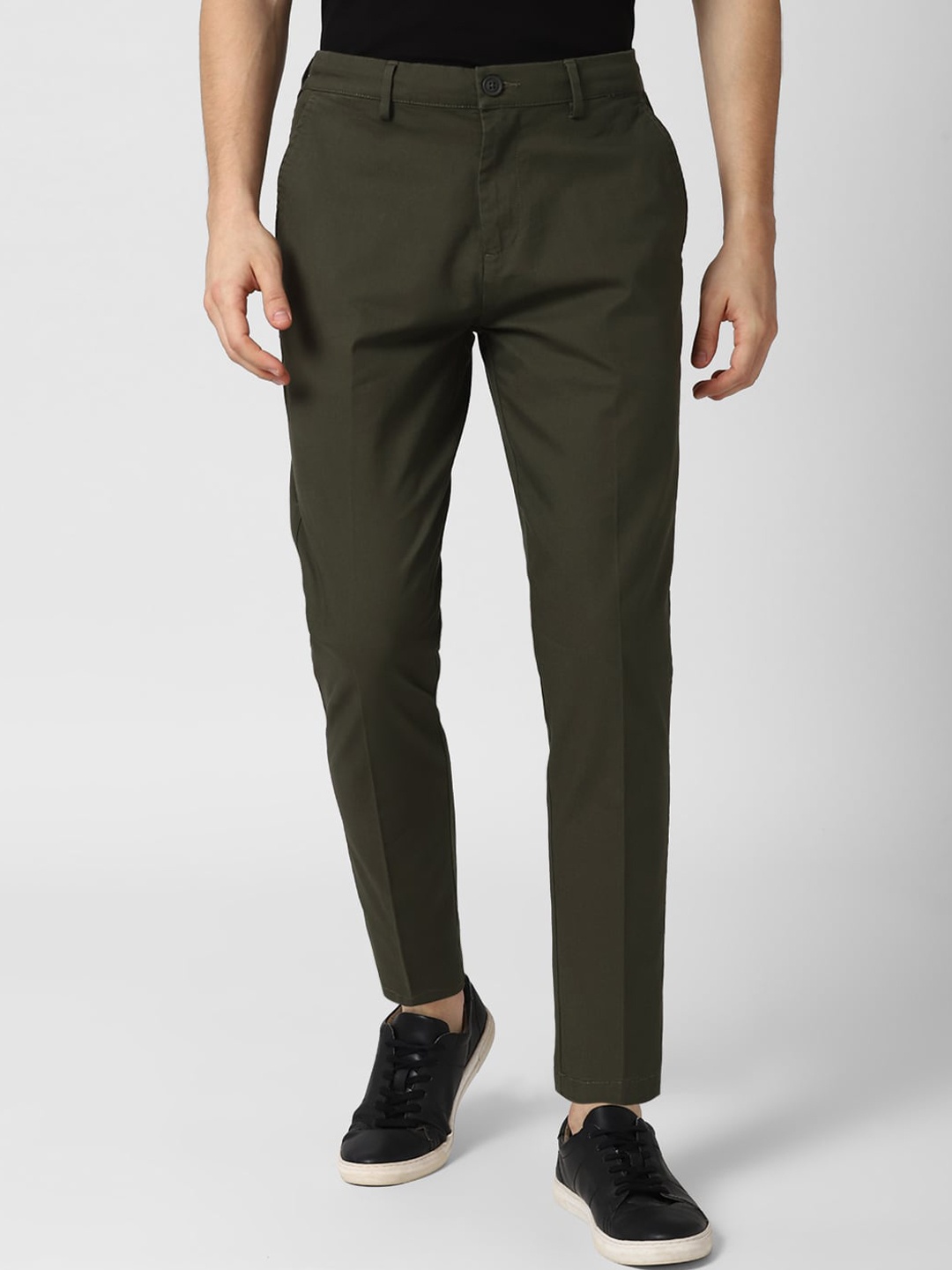 

Peter England Casuals Men Olive Green Slim Fit Trousers