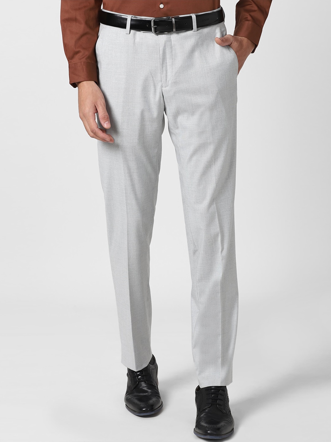 

Peter England Elite Men Grey Slim Fit Trousers