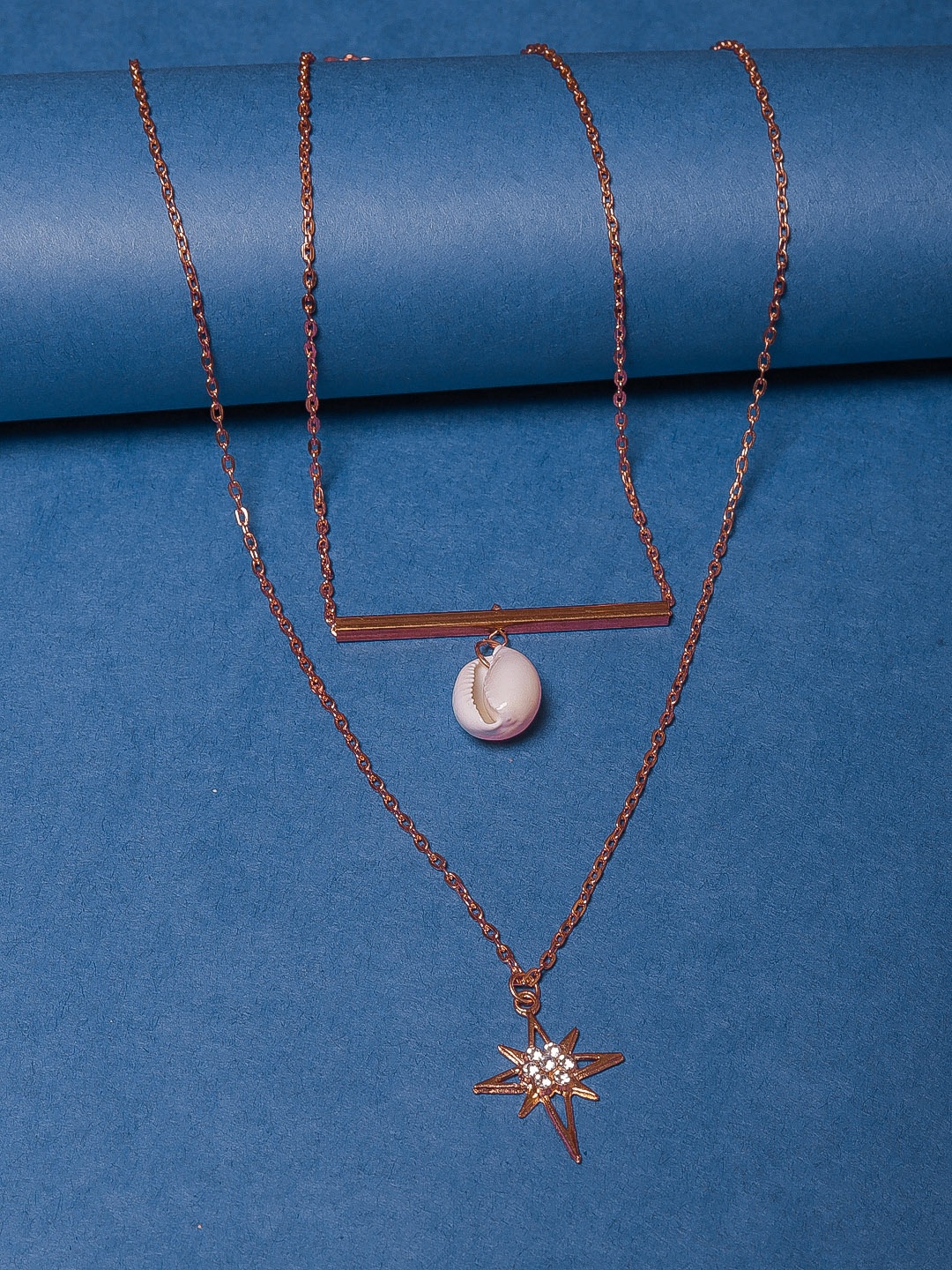 

DIVA WALK EXCLUSIVE Gold-Toned & White Brass Gold-Plated Layered Necklace