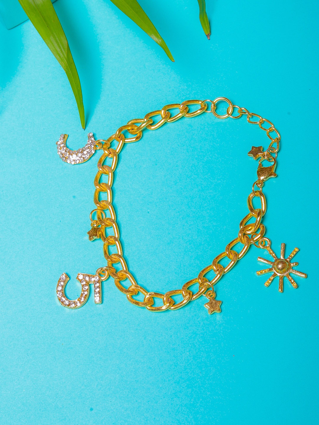

DIVA WALK EXCLUSIVE Women Gold-Plated & White Brass Cubic Zirconia harm Bracelet