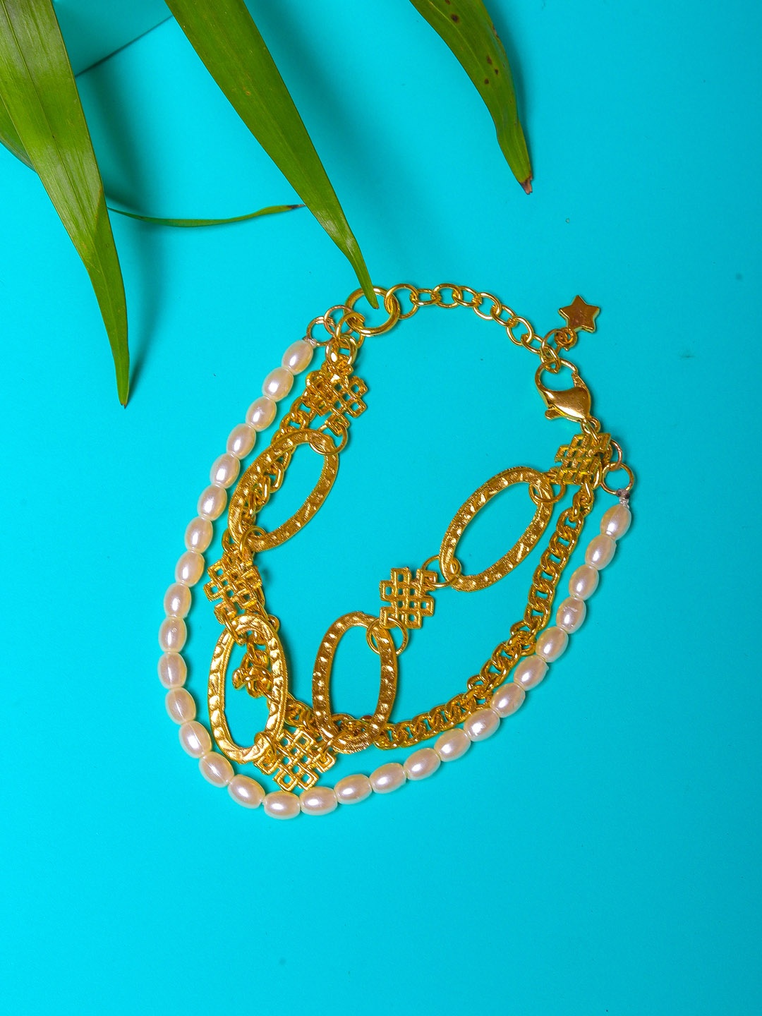 

DIVA WALK EXCLUSIVE Women Gold-Toned & White Brass Gold-Plated Multistrand Bracelet