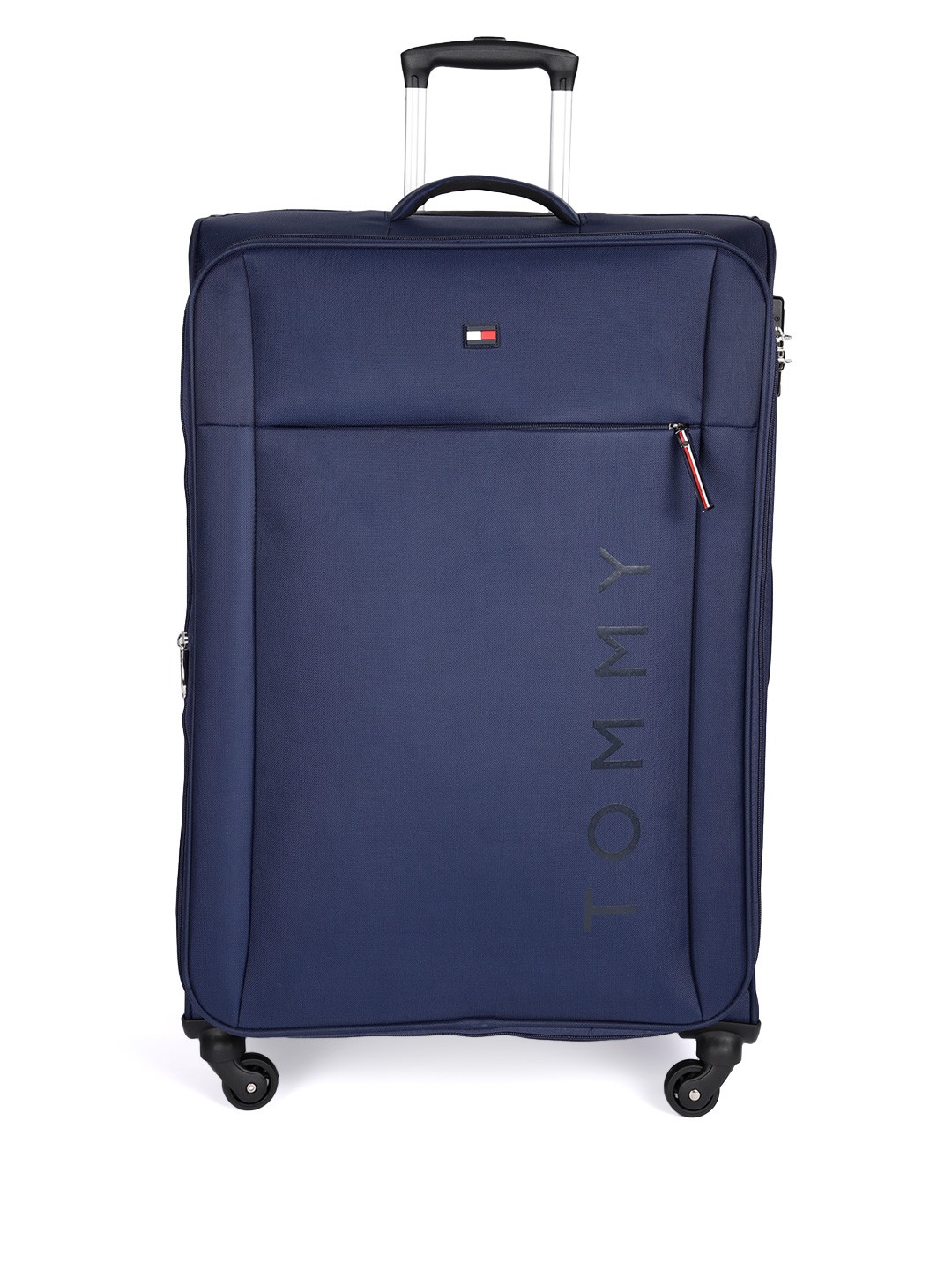 

Tommy Hilfiger Unisex Soft 4 Wheels 360-Degree Rotation Large Trolley Bag, Navy blue