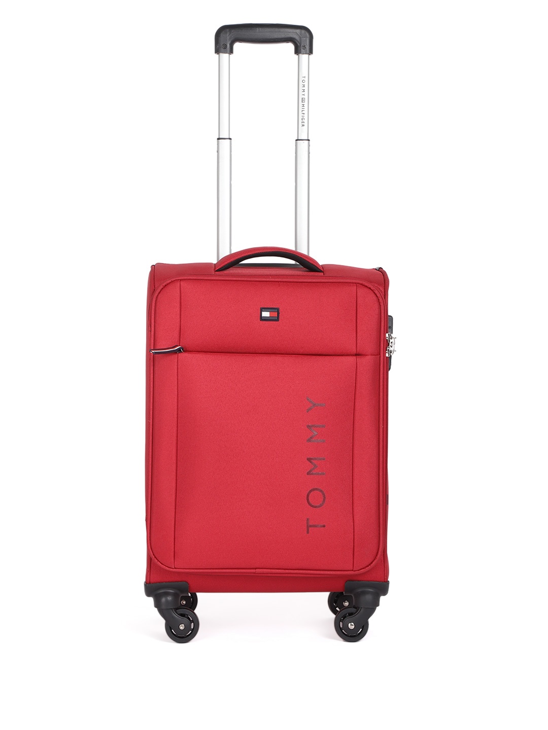 

Tommy Hilfiger Unisex Red Brand Logo Print Cabin Trolley Bag - 42Litres