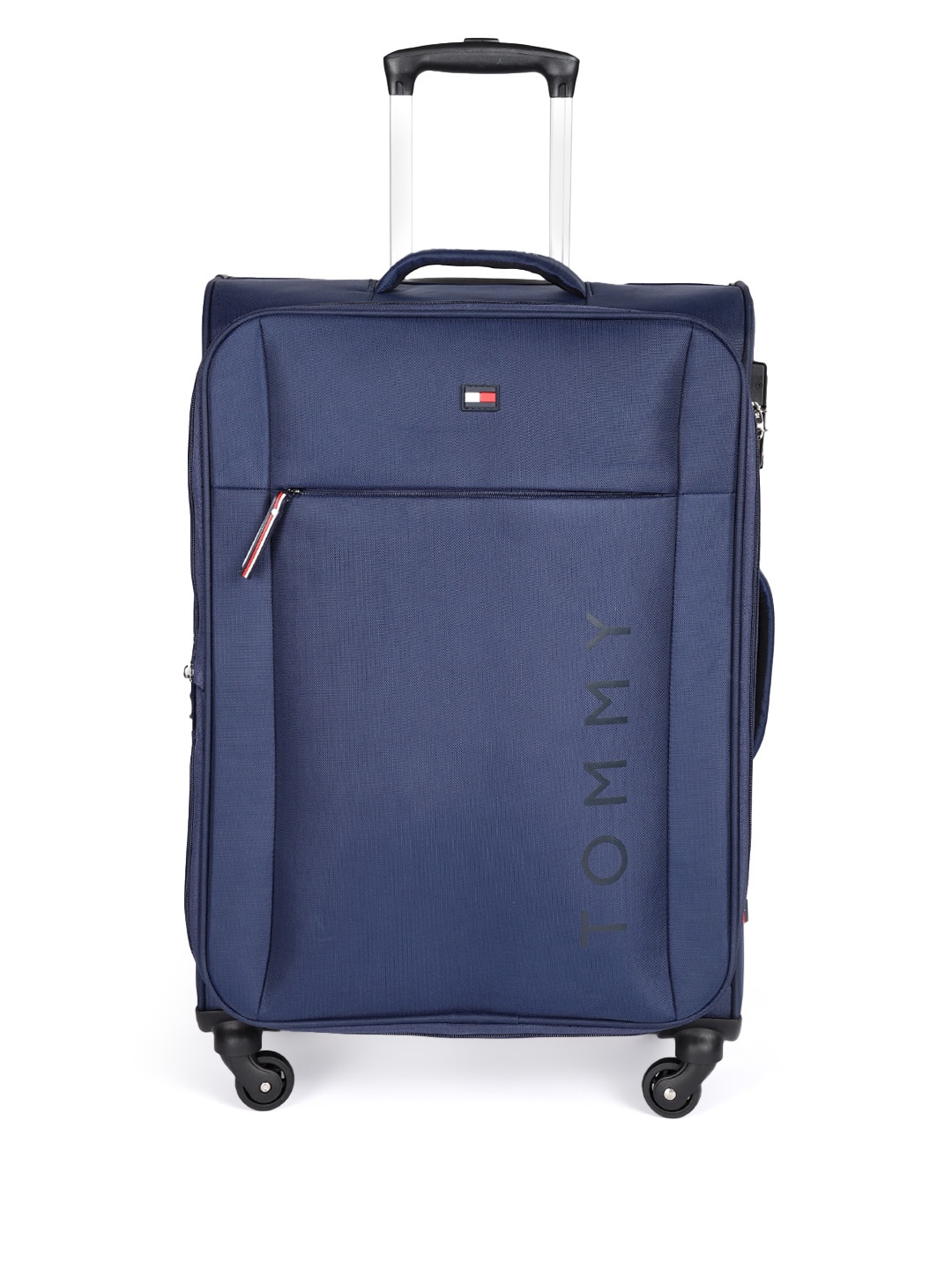 

Tommy Hilfiger Unisex Soft 4 Wheels 360-Degree Rotation Medium Trolley Bag, Navy blue