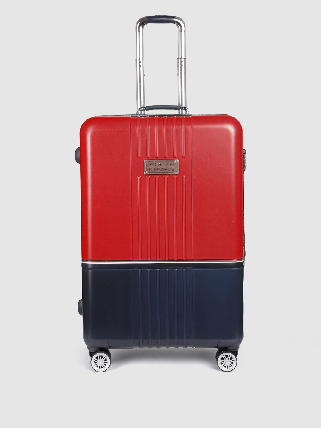 

Tommy Hilfiger Red & Navy Blue 360 Degree Rotation Medium Hard Trolley Bag