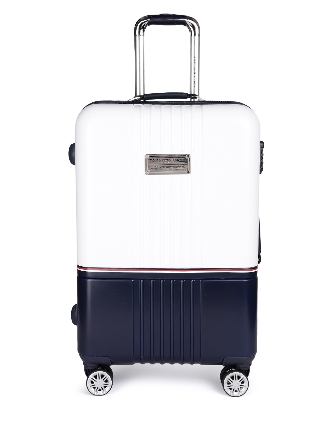

Tommy Hilfiger Colourblocked Soft 4 Wheels 360-Degree Rotation Medium Trolley, White