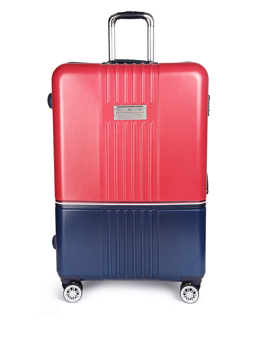 

Tommy Hilfiger Colourblocked 4 Wheels 360-Degree Rotation Large Trolley Bag, Red
