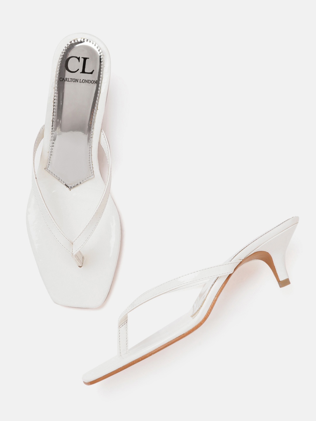 

Carlton London White Solid Kitten Sandals