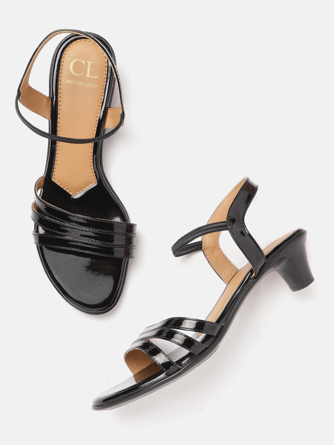 

Carlton London Black Glossy Finish Block Heels