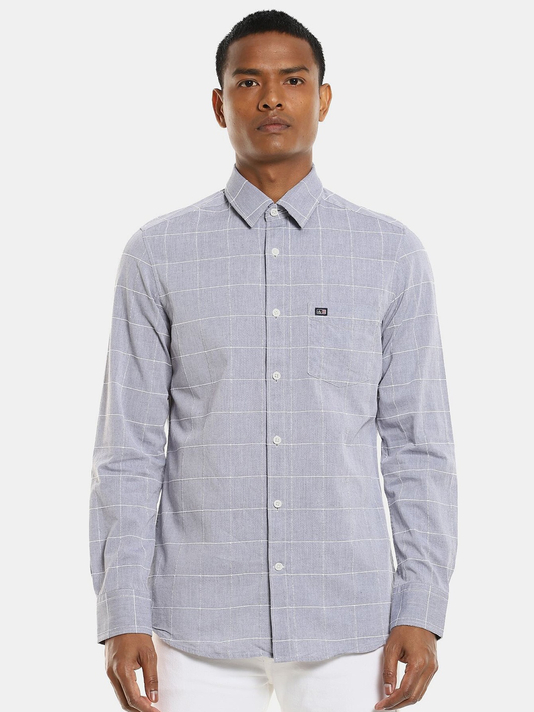 

Arrow Sport Men Grey Windowpane Checks Checked Cotton Casual Shirt
