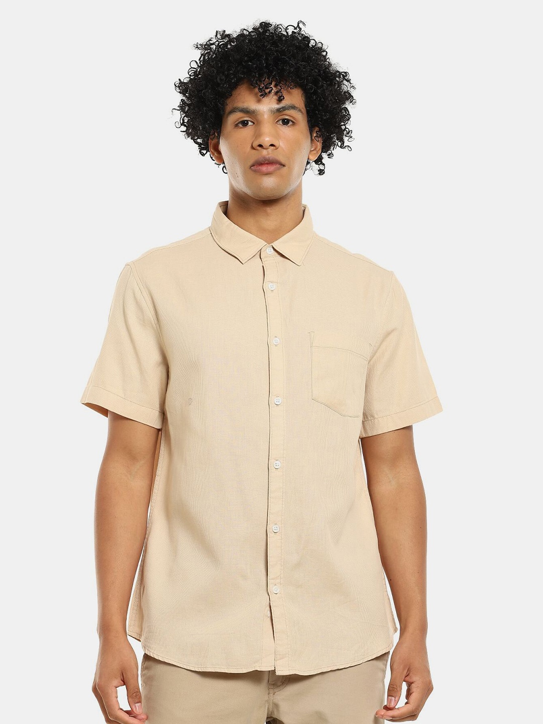 

Ruggers Men Beige Cotton Casual Shirt
