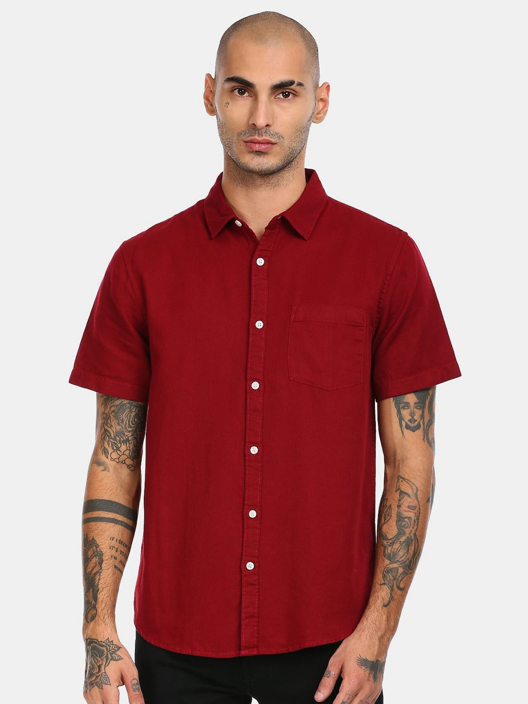 

Ruggers Men Red Cotton Casual Shirt