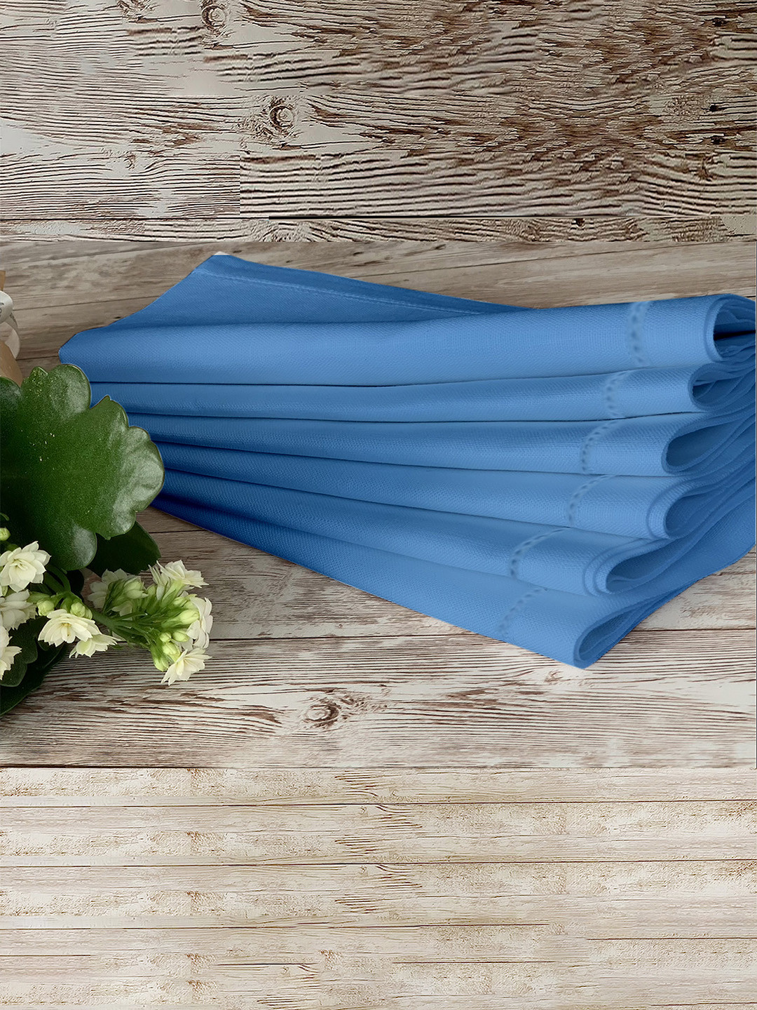 

Lushomes 6 Pieces Cotton Table Napkins, Blue