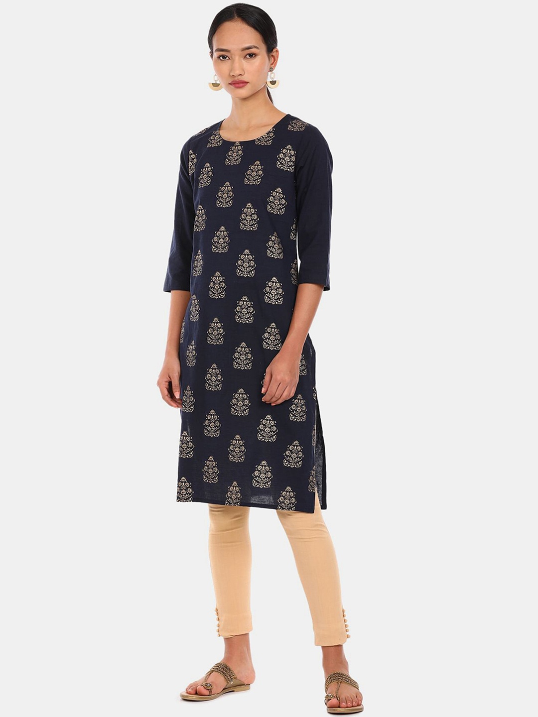 

Karigari Women Blue Ethnic Motifs Printed Gotta Patti Kurta