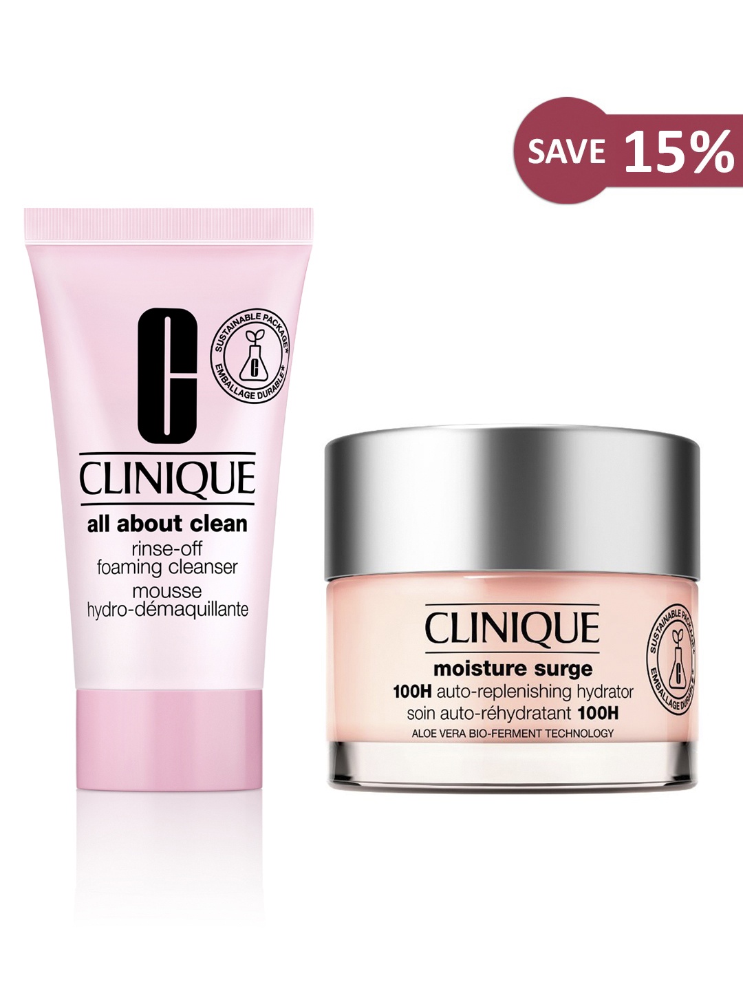 

Clinique Set of All About Clean Foaming Cleanser & 100H Auto-Replenishing Hydrator, Peach