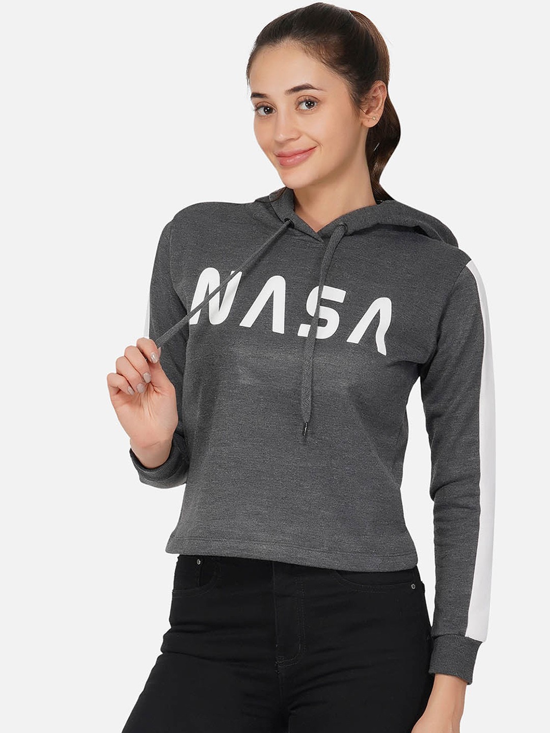 

NEU LOOK FASHION Women Charcoal Printed Sweatshirt