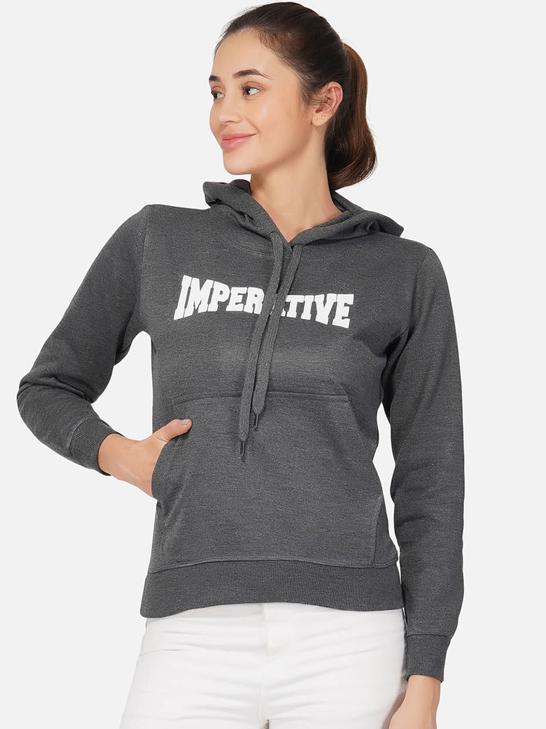 

NEU LOOK FASHION Women Charcoal Printed Sweatshirt