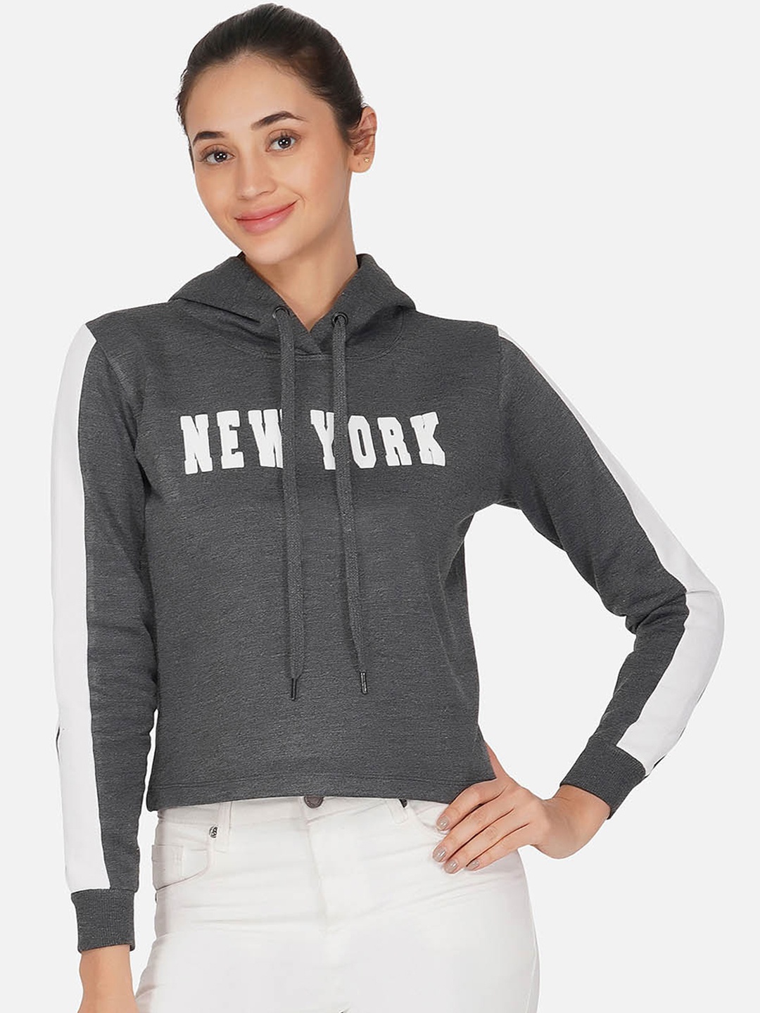 

NEU LOOK FASHION Women Charcoal Printed Sweatshirt