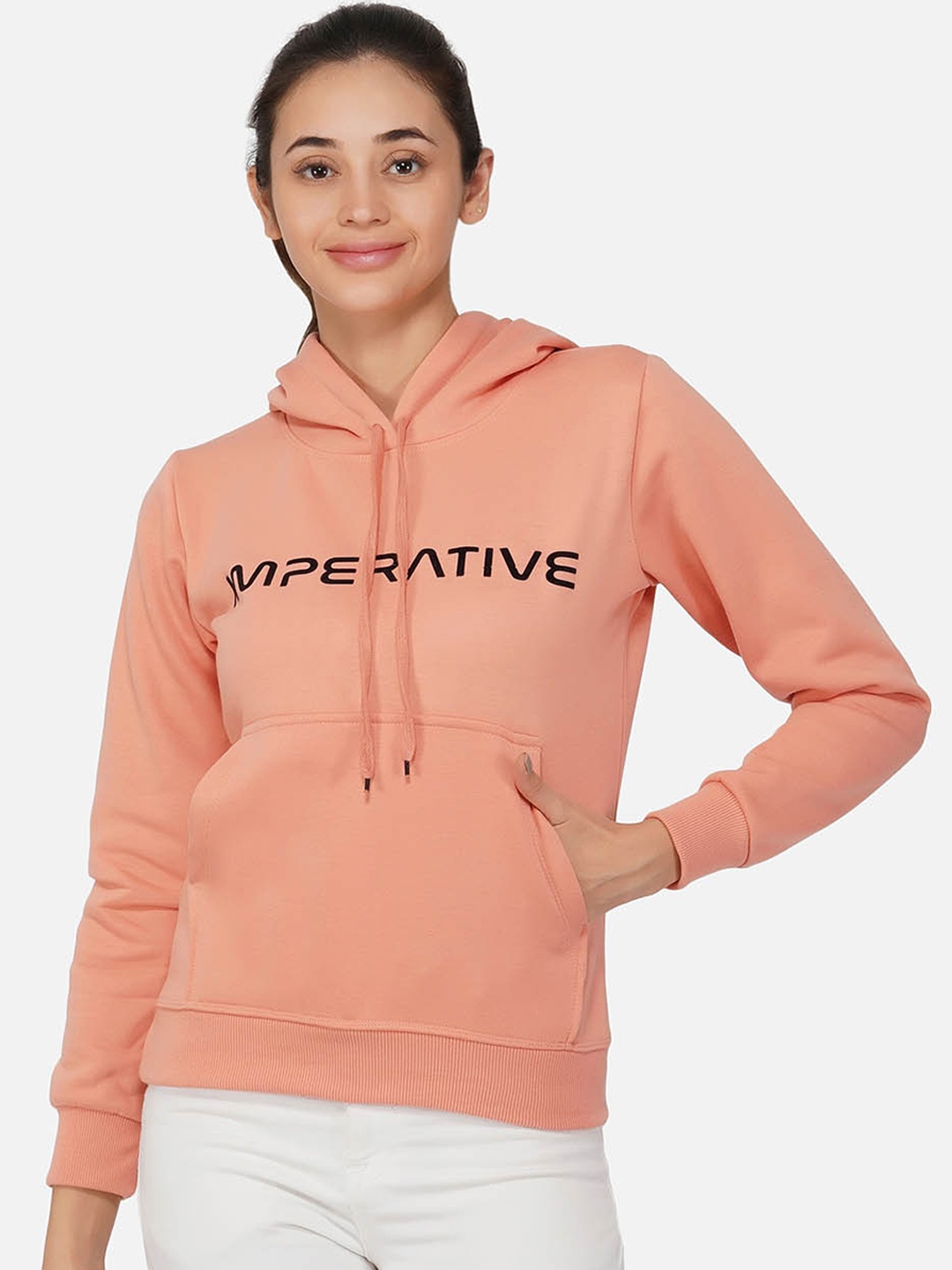 

NEU LOOK FASHION Women Peach-Coloured Printed Sweatshirt