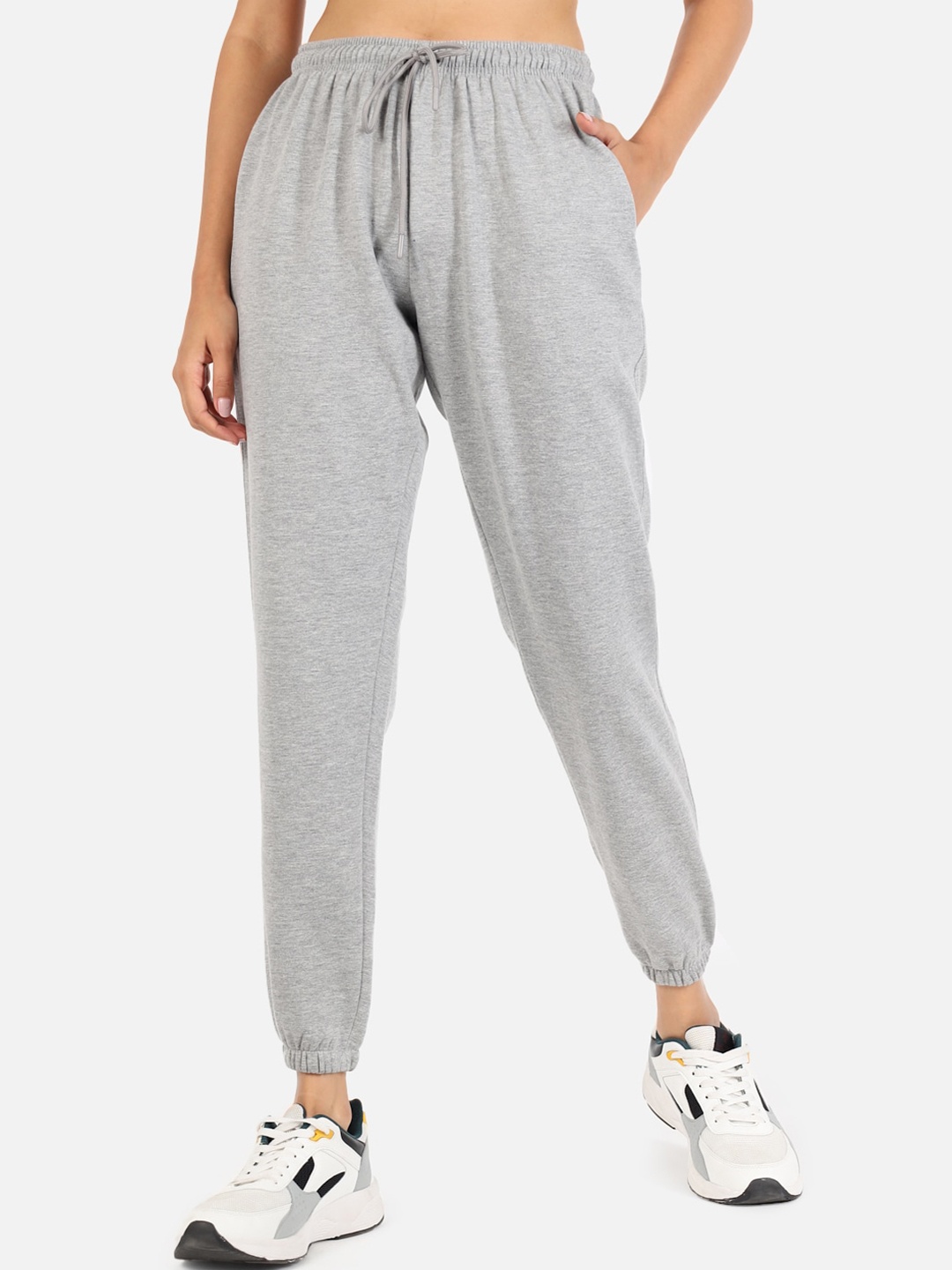 

GRIFFEL Women Grey Melange Solid Joggers