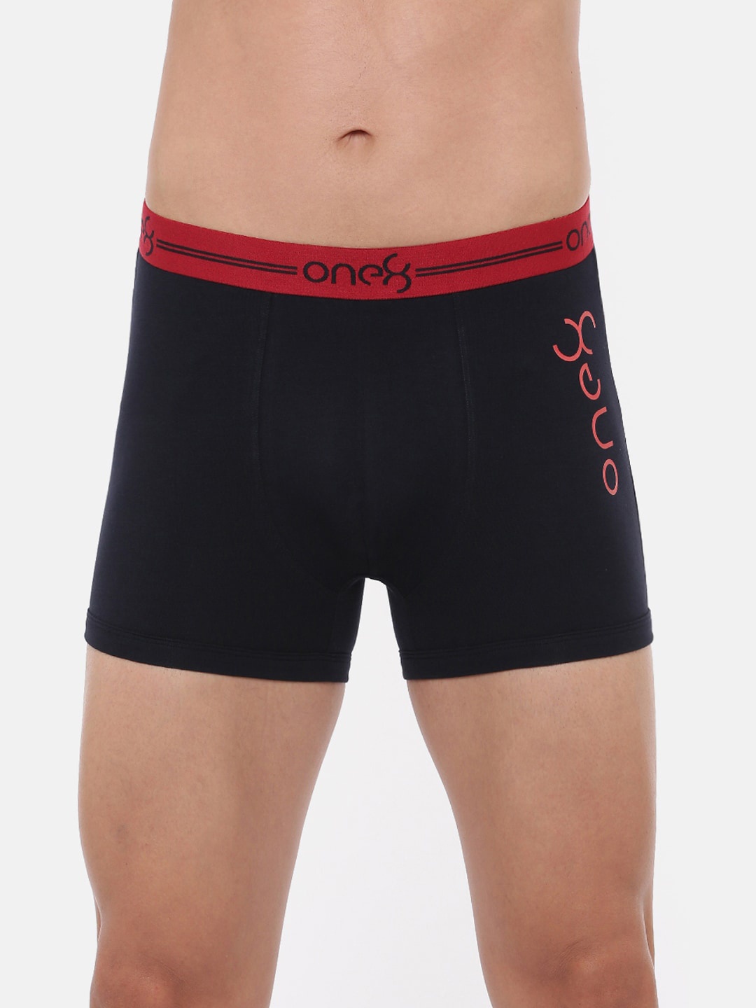 

one8 by Virat Kohli Men Navy Blue & Red Brand Logo Printed Cotton Trunks 230-NAVY-S