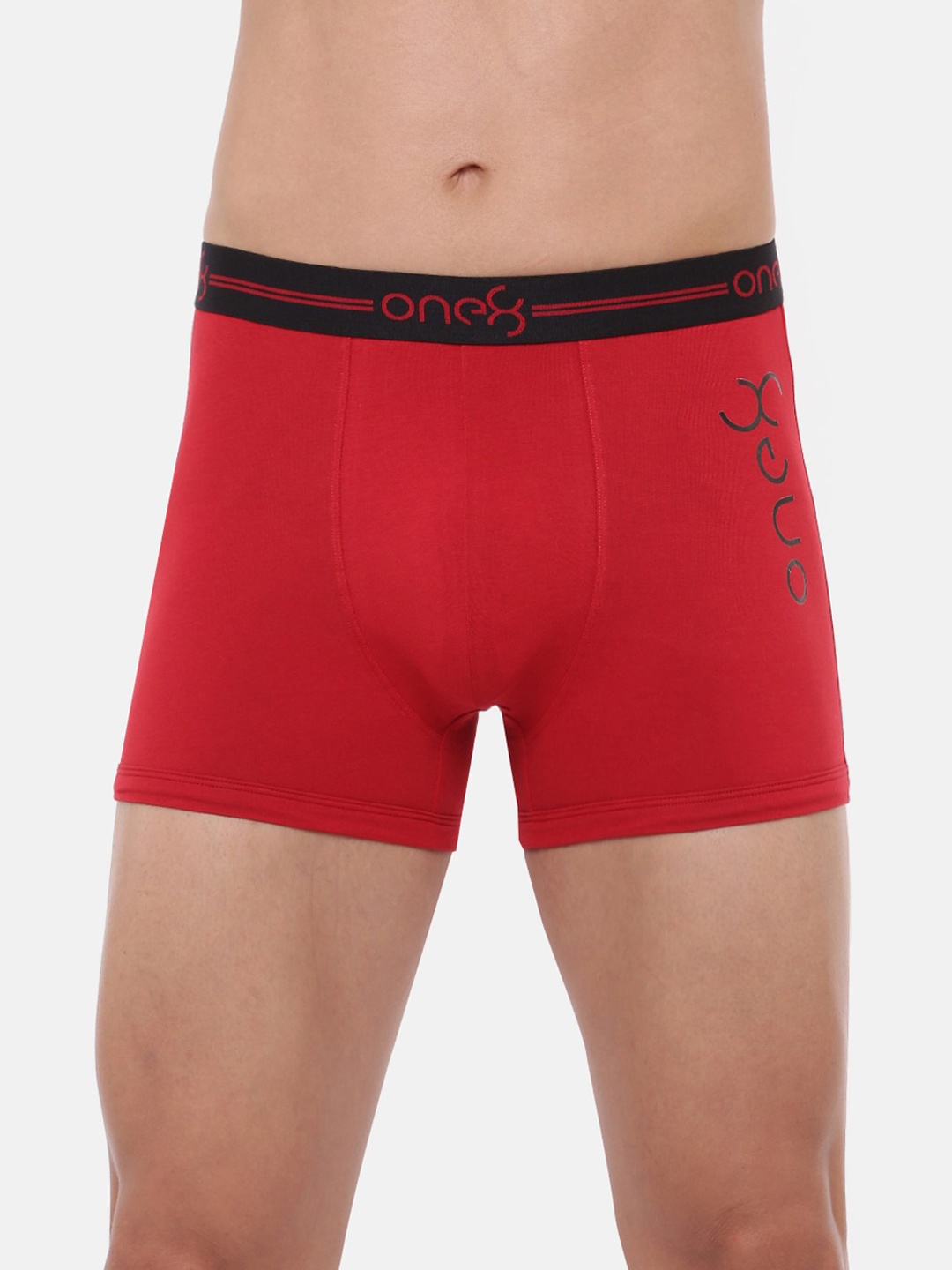 

one8 by Virat Kohli Men Red & Black Brand Logo Printed Cotton Trunks 230-BRED-XXL