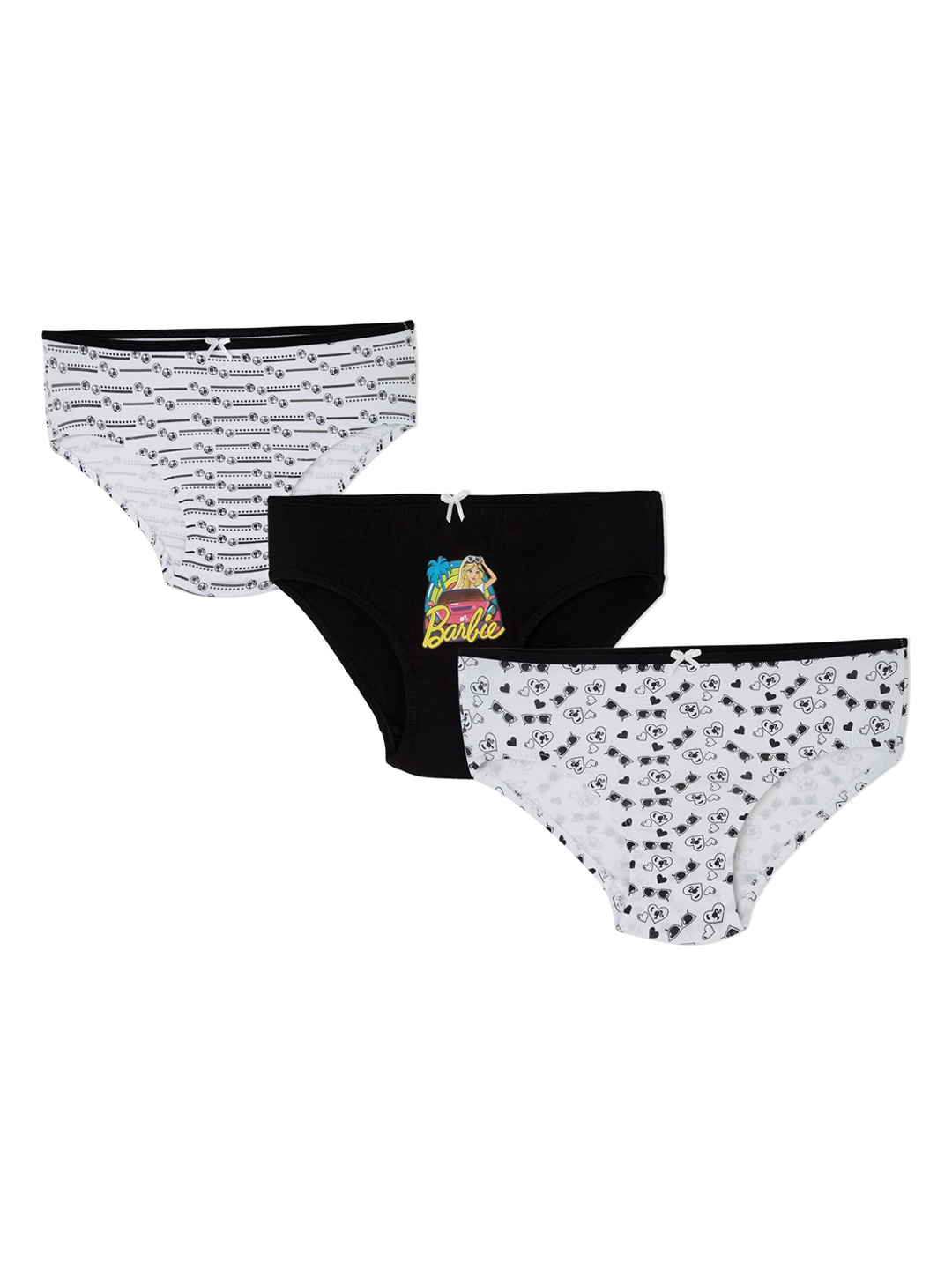 

Red Rose Girls Pack Of 3 Printed Cotton Basic Briefs, Black