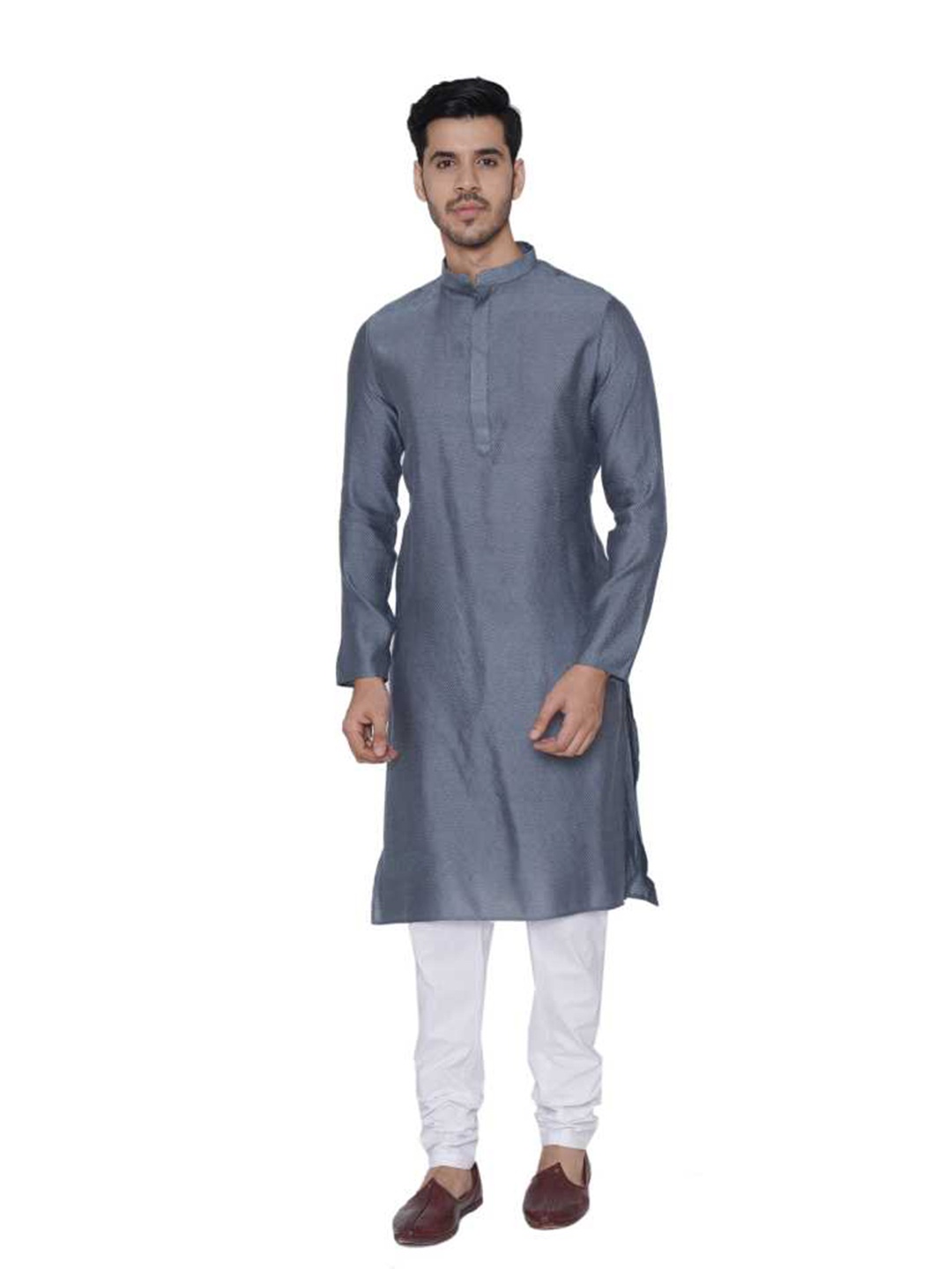 

TABARD Men Jacquard Printed Grey Kurta with Pyjamas