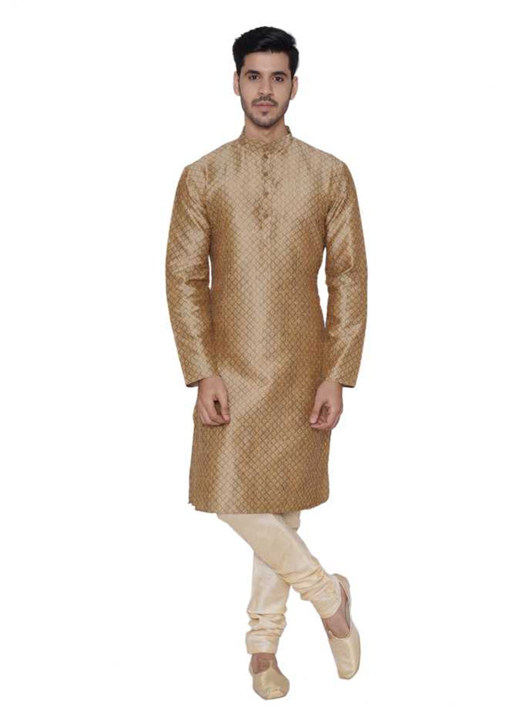 

TABARD Men Brown Jacquard Printed Kurta with Churidar