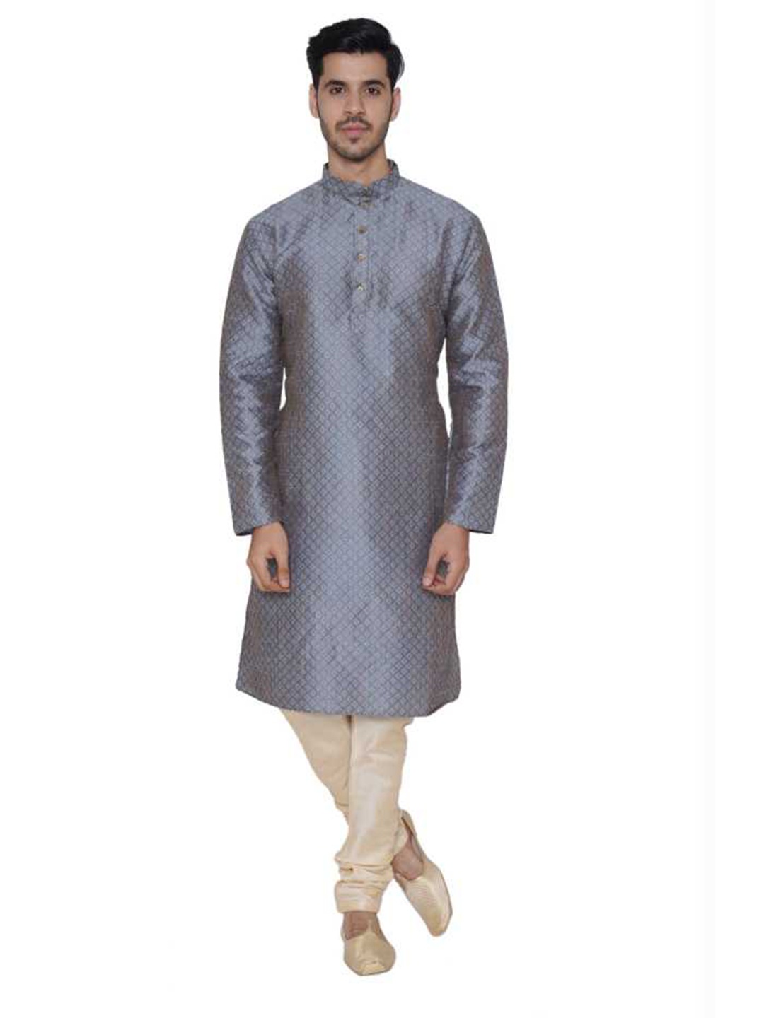 

TABARD Men Blue Jacquard Printed Kurta with Churidar