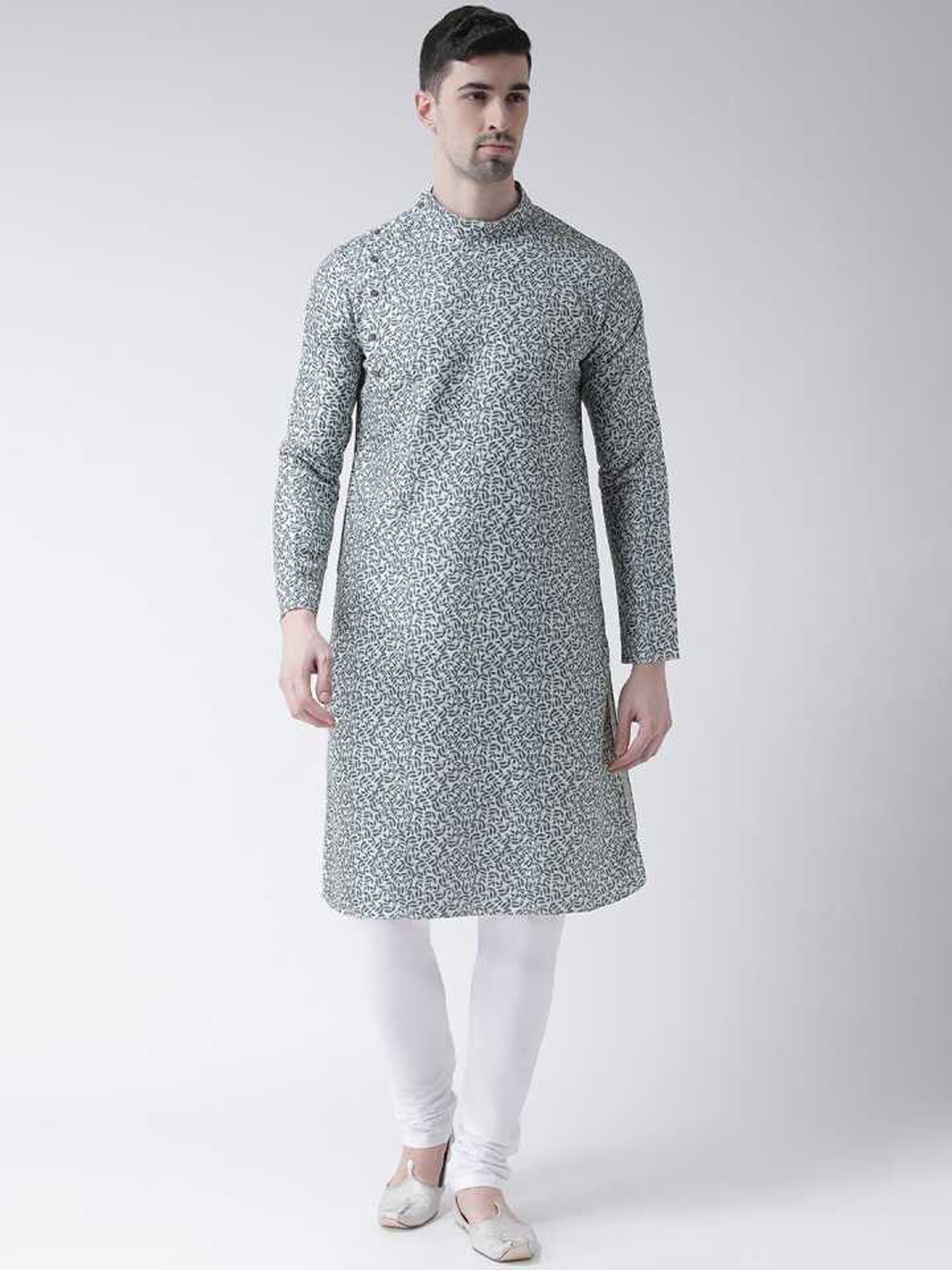 

TABARD Men White Printed Pure Cotton Kurta with Churidar