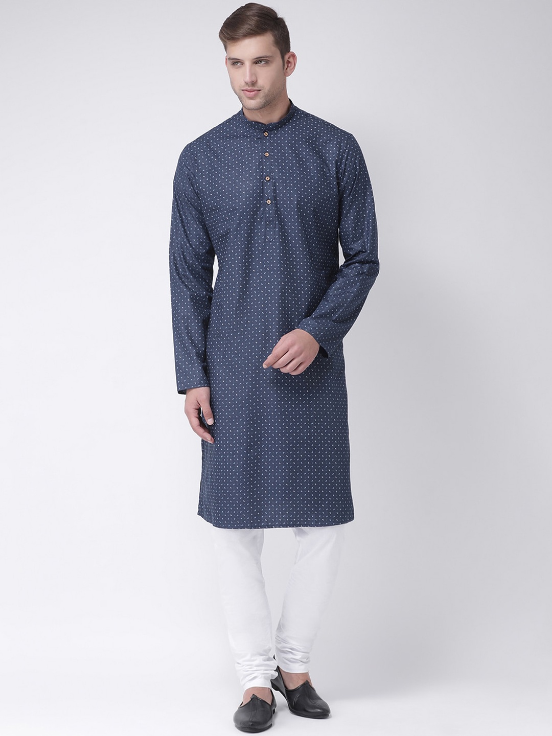 

TABARD Men Blue Cotton Printed Kurta With Churidar