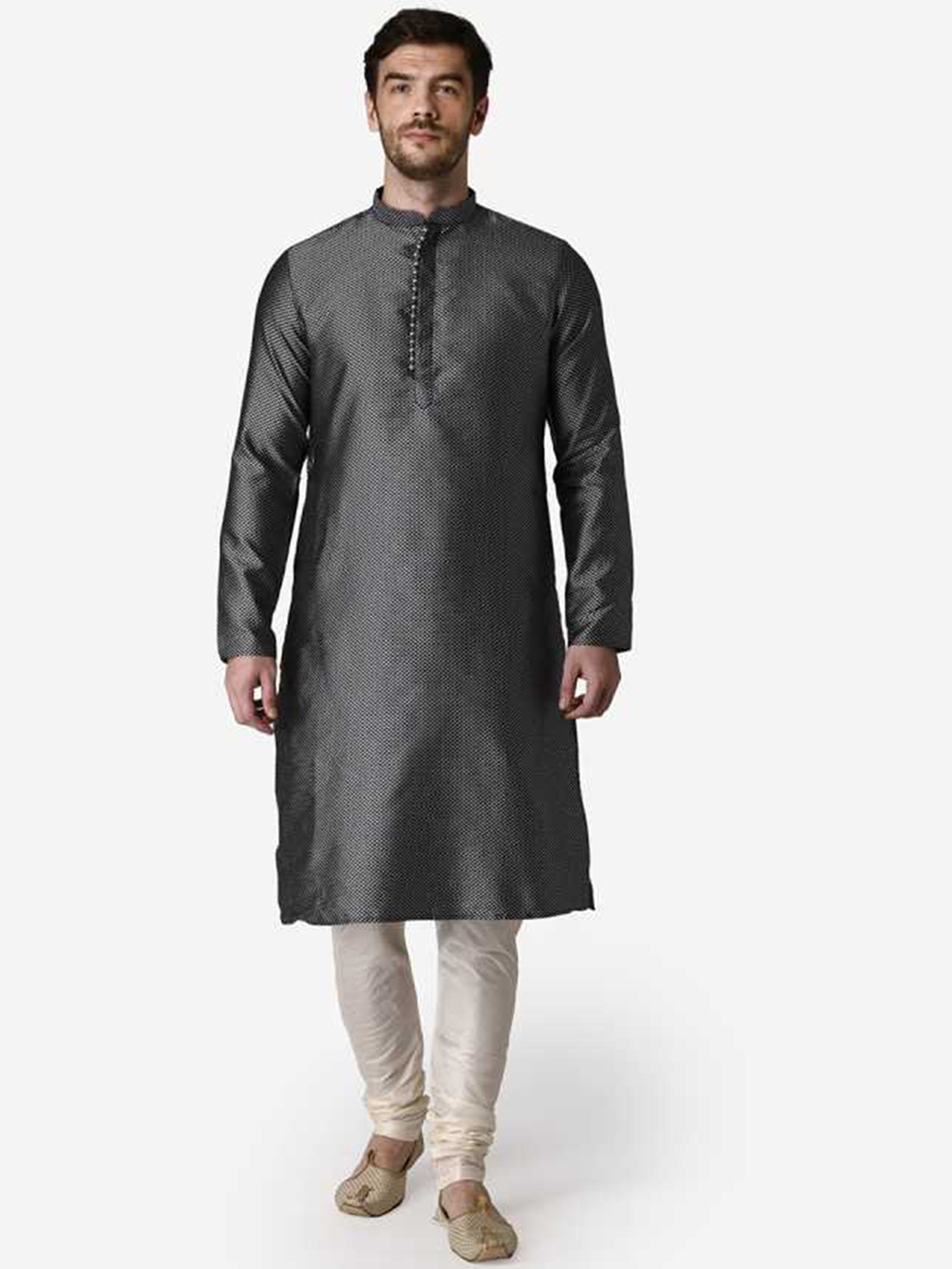 

TABARD Men Blue Jacquard Printed Kurta With Churidar