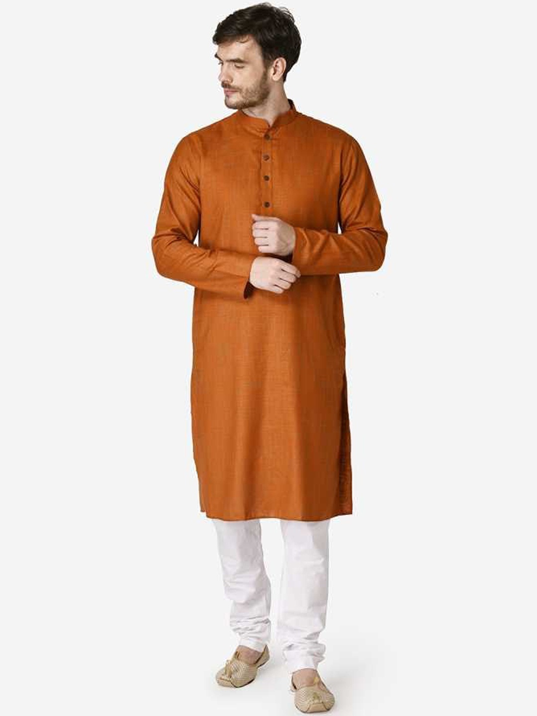 

TABARD Men Red Cotton Checked Kurta with Churidar
