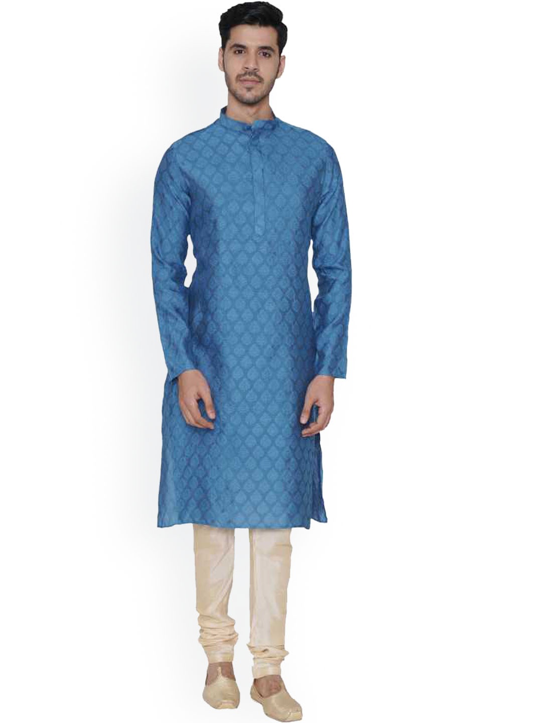 

TABARD Men Blue Jacquard Printed Kurta with Churidar