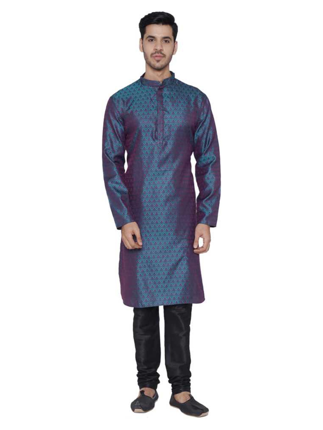 

TABARD Men Jacquard Blue Kurta with Churidar