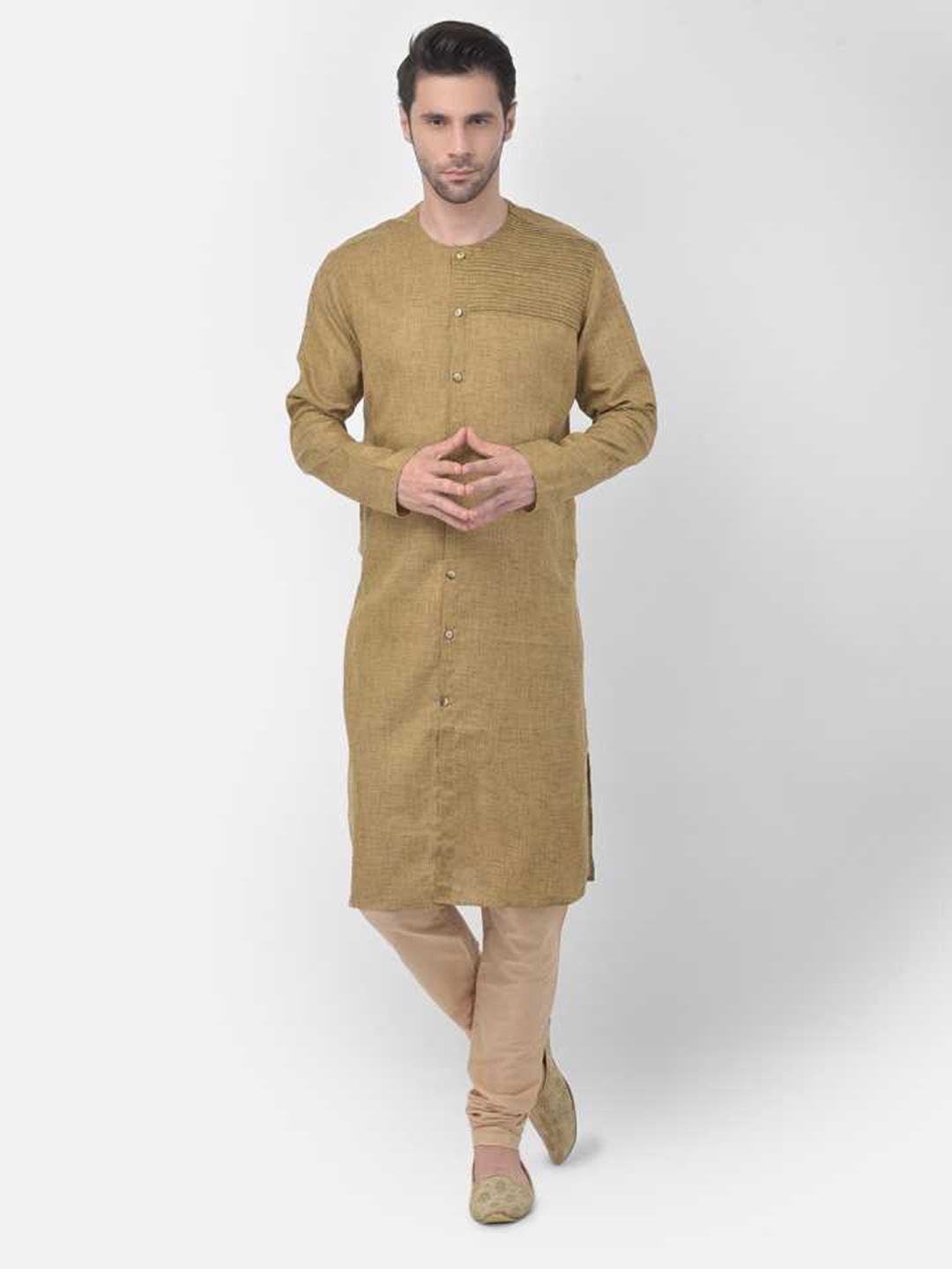 

TABARD Men Beige Solid Pure Cotton Kurta with Churidar