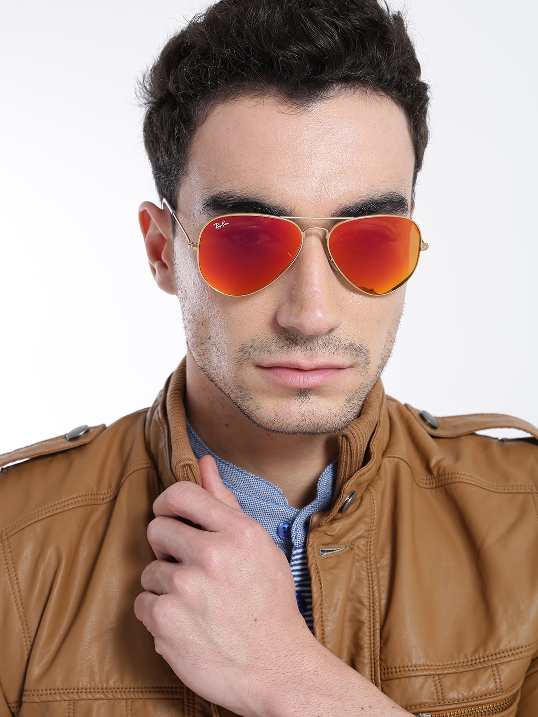 

Ray-Ban Men Mirrored Aviator Sunglasses 0RB3025I112/6958-112/69, Orange