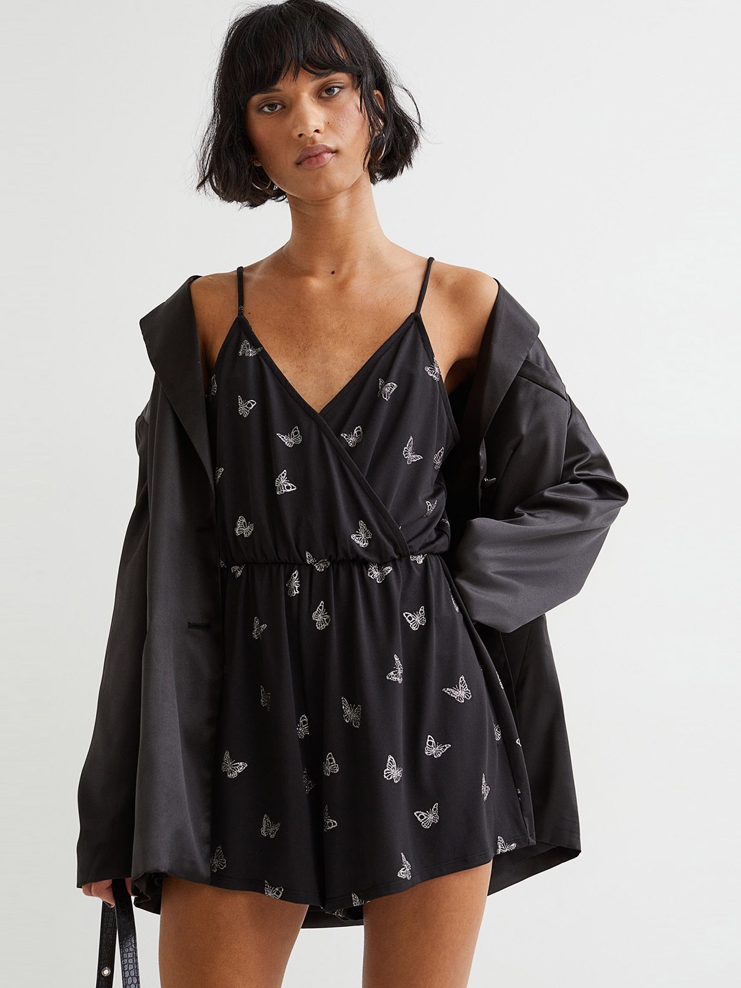 

H&M Women Black Jersey Playsuit