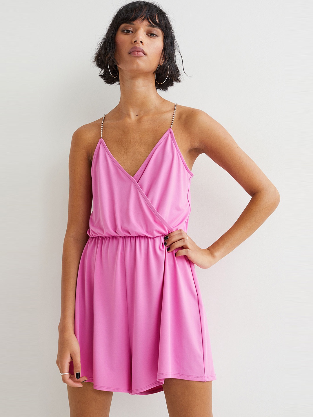 

H&M Women Pink Jersey Playsuit