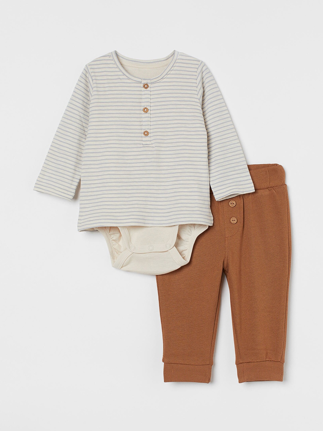

H&M Boys White & Brown 2-Piece Cotton Set