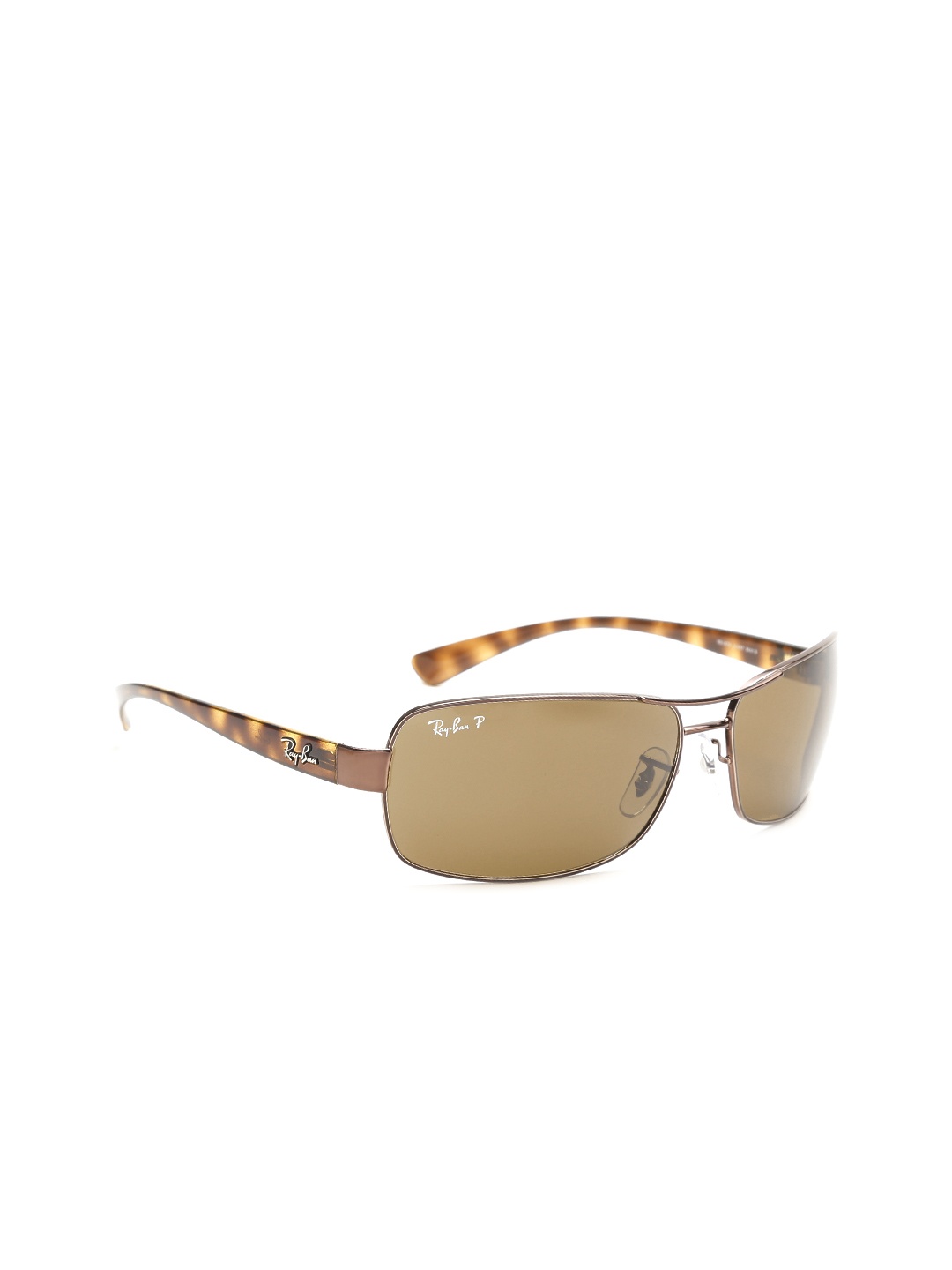 

Ray-Ban Men Polarised Printed Rectangle Sunglasses 0RB3379I014/5764-014/57, Brown